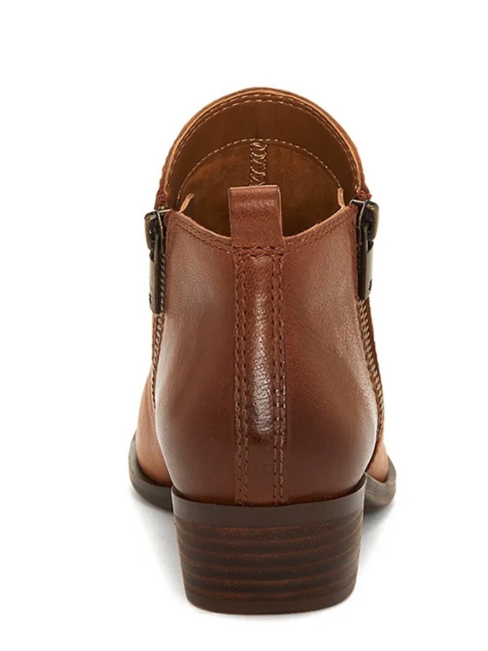 Lucky Brand Women's Cognac Leather Ankle Bootie with Side Zip - Picture 6 of 16